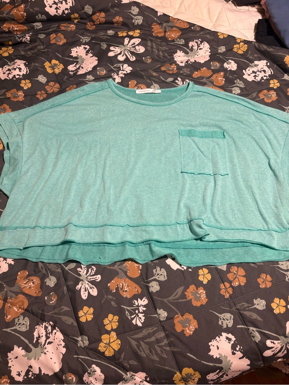 Altar'd State Light Teal Short Sleeve Pocket Tee